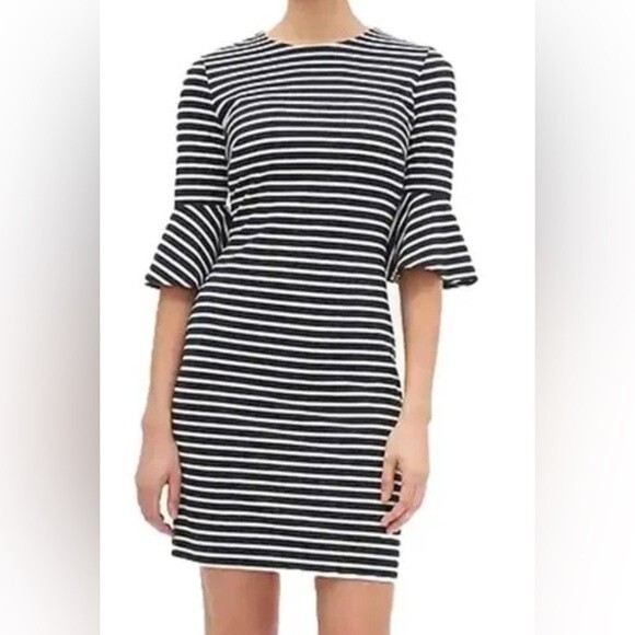 BANANA REPUBLIC Dress Striped Sheath Tunic Sz 6p White with Navy Stripes - Picture 1 of 8